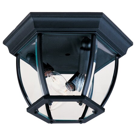 Maxim Three Light Black Clear Glass Outdoor Flush Mount 1029BK